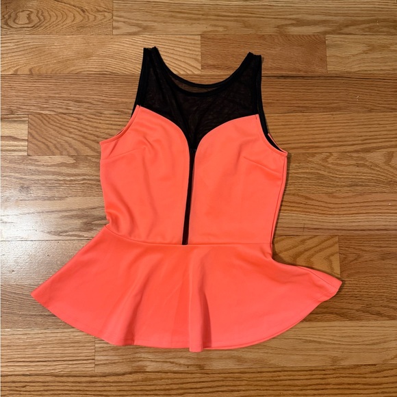 Charlotte Russe Neon Pink and Black Mesh Top Mini Skirt Set - Picture 2 of 5